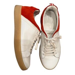 Jared Lang Red Suede Trim Leather Men’s Sneakers